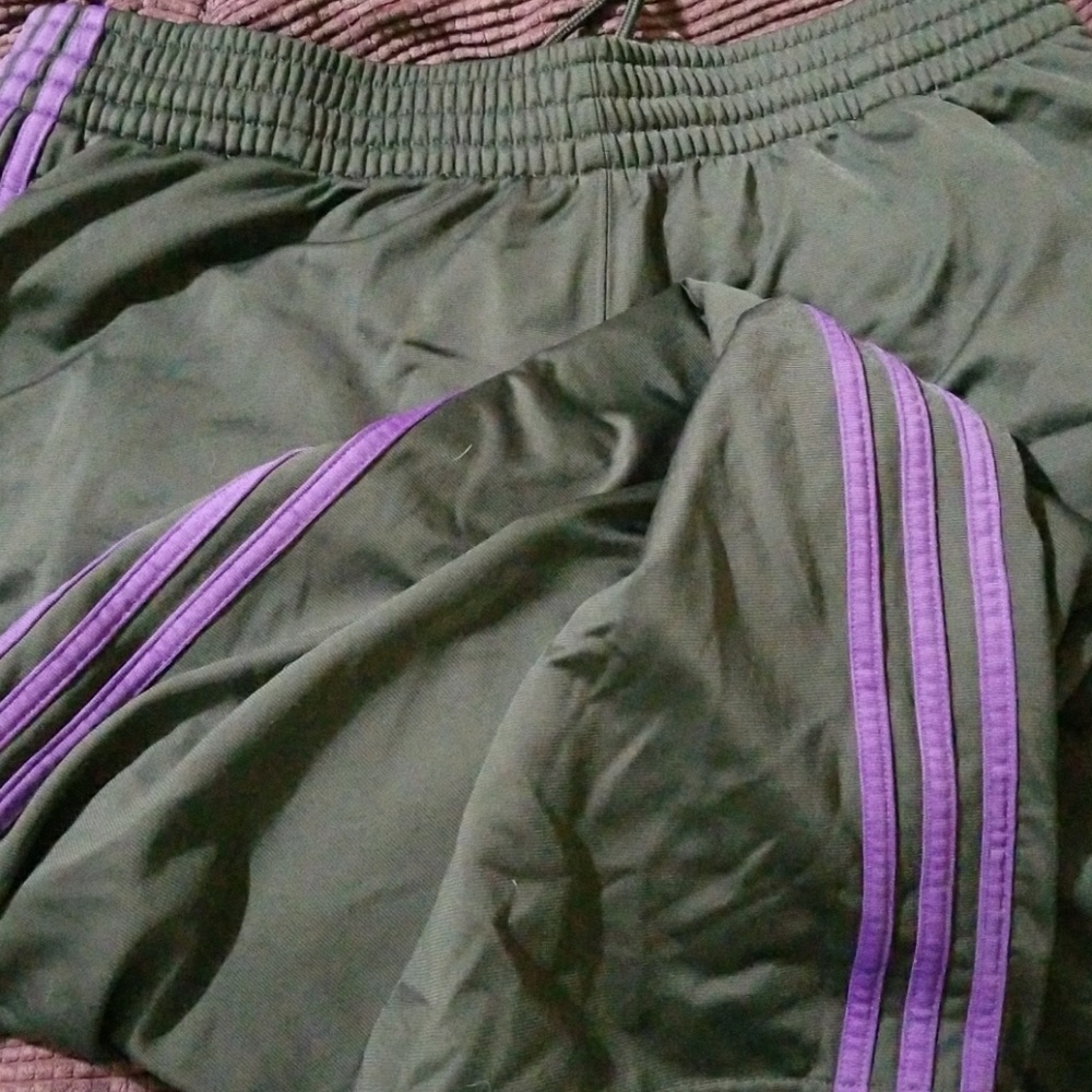 Black an purple track pants